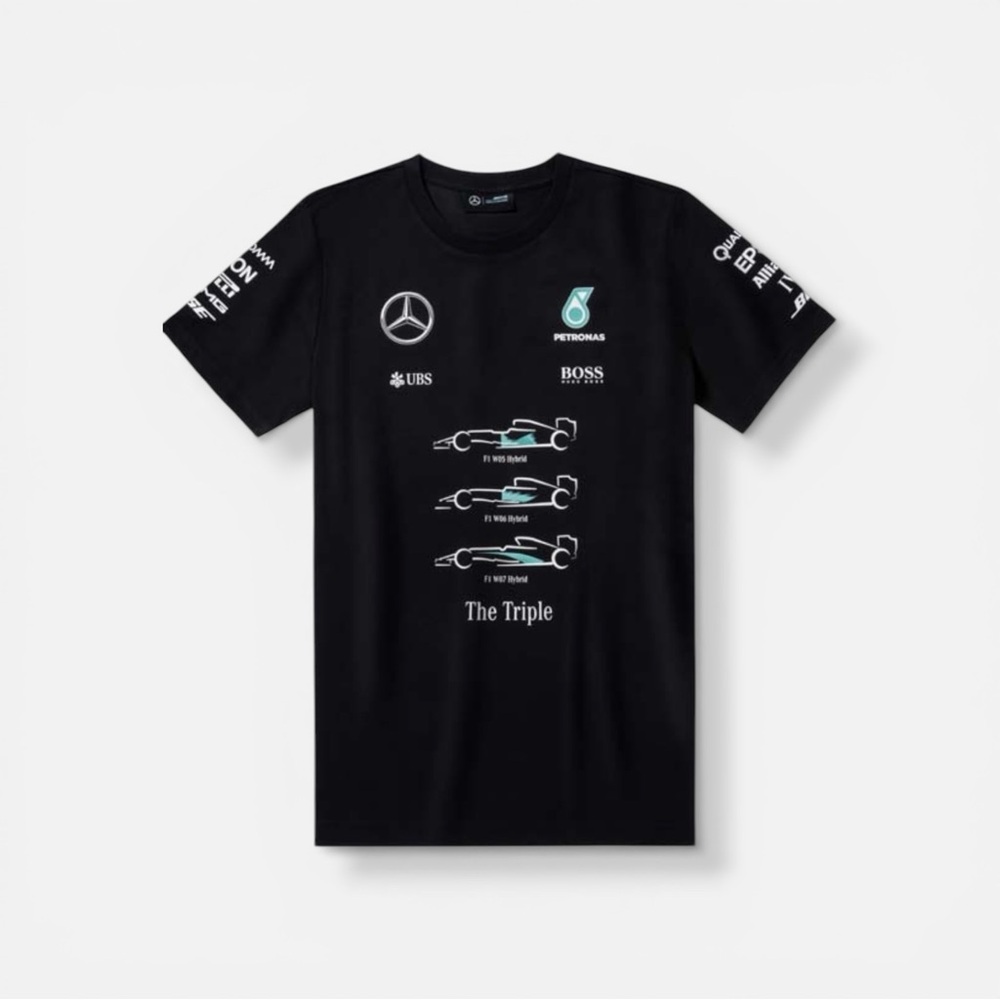 Mercedes AMG Petronas F1 Team Lewis Hamilton 2014 2015 2016 BOSS Black Tee, M